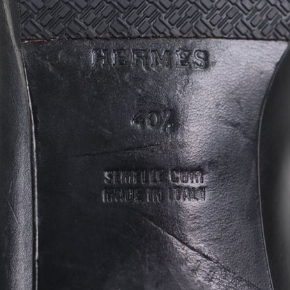 Hermes Gold Hardware Kelly Buckle Leather Shoes Loafers Black 40.5 Made In