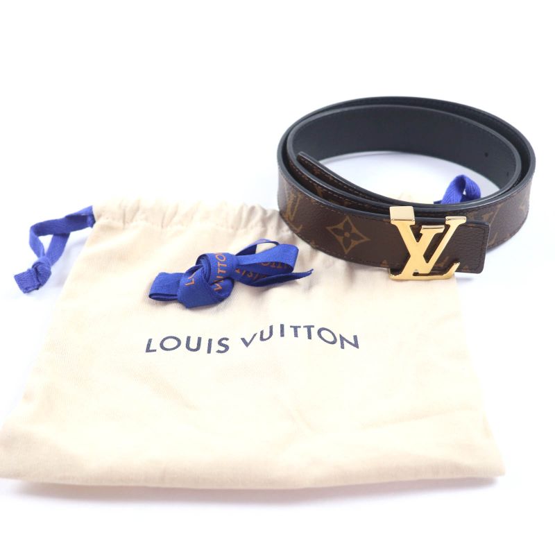 Louis Vuitton M0565 Monogram Canvas LV Initials Reversible Leather Belt Brown