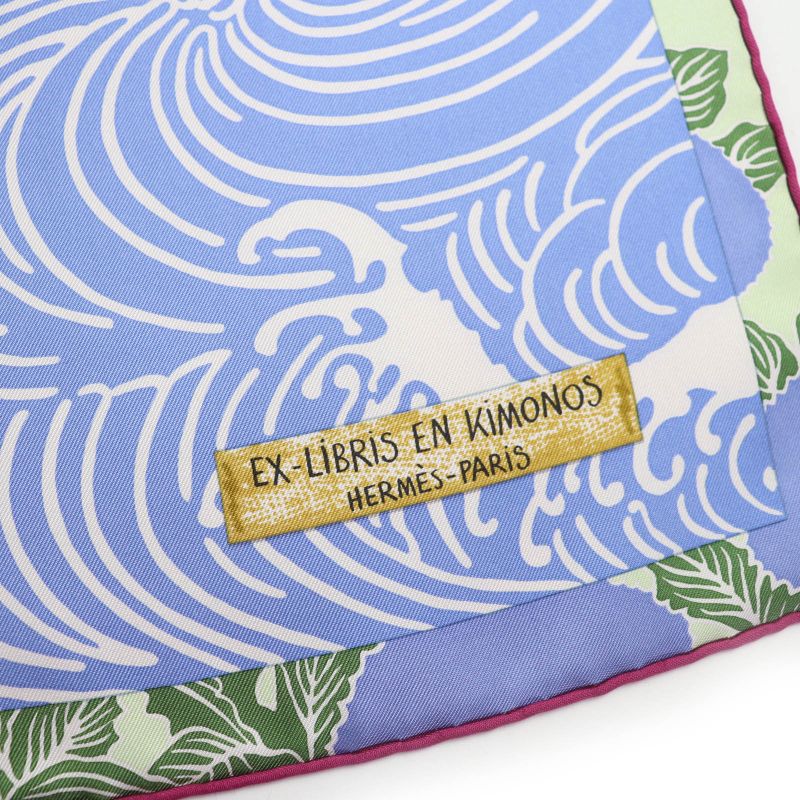 Hermes Carre 90 Ex-libris EN Kimonos Ex-libris Silk Lavande/tilleul/vieux ROSE
