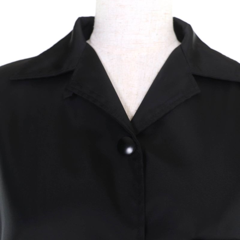 Prada 230619 Re-nylon Triangle Logo Plate Short Sleeve Shirt Dress Black 40