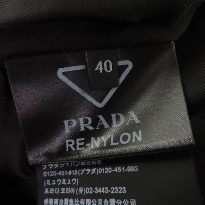 Prada 230619 Re-nylon Triangle Logo Plate Short Sleeve Shirt Dress Black 40