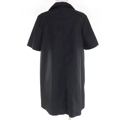 Prada 230619 Re-nylon Triangle Logo Plate Short Sleeve Shirt Dress Black 40