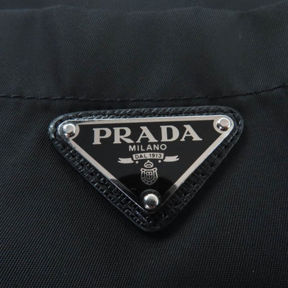 Prada 230619 Re-nylon Triangle Logo Plate Short Sleeve Shirt Dress Black 40