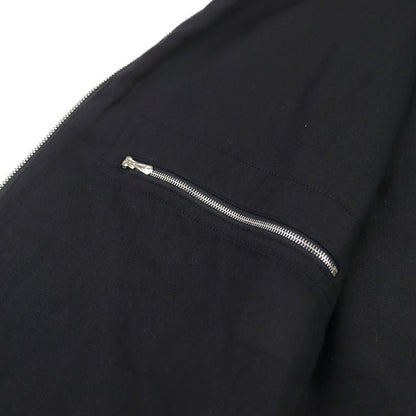 Hermes 100% Cotton Short Sleeve Shirt Jacket With Logo Zip Pocket Black 46 Made