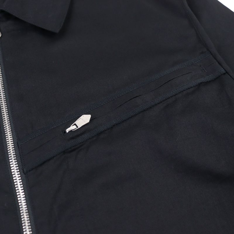 Hermes 100% Cotton Short Sleeve Shirt Jacket With Logo Zip Pocket Black 46 Made