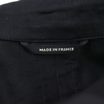 Hermes 100% Cotton Short Sleeve Shirt Jacket With Logo Zip Pocket Black 46 Made