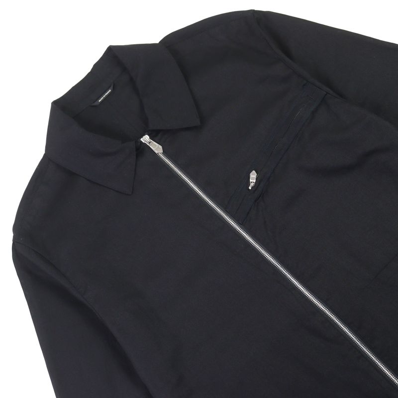 Hermes 100% Cotton Short Sleeve Shirt Jacket With Logo Zip Pocket Black 46 Made