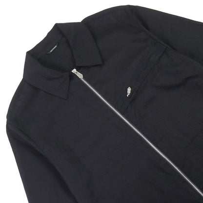 Hermes 100% Cotton Short Sleeve Shirt Jacket With Logo Zip Pocket Black 46 Made