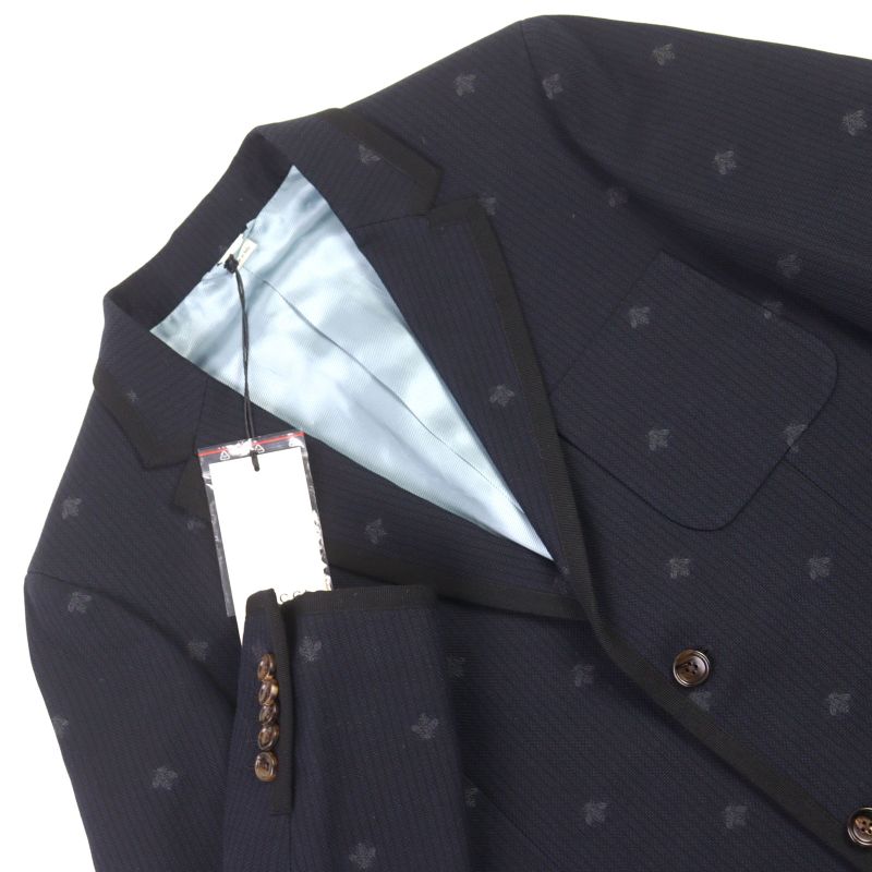 Gucci 521888 BEE Embroidered All-over Pattern Logo Button Piping Single