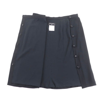 CHANEL 05P P25505 Knee-length Silk Skirt With Coco Mark Buttons Wrap Skirt