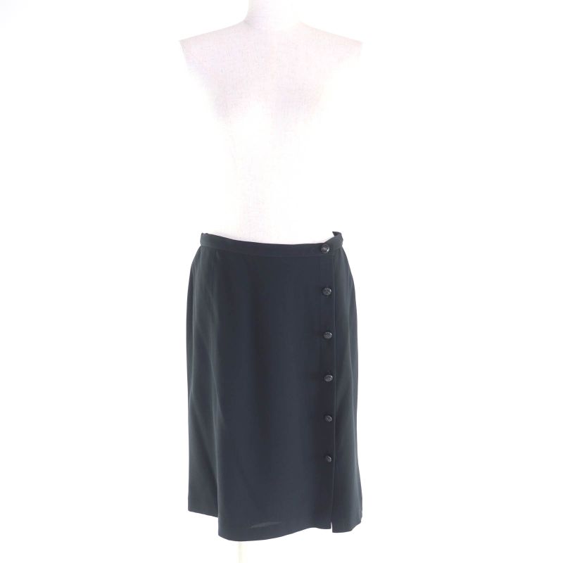 CHANEL 05P P25505 Knee-length Silk Skirt With Coco Mark Buttons Wrap Skirt