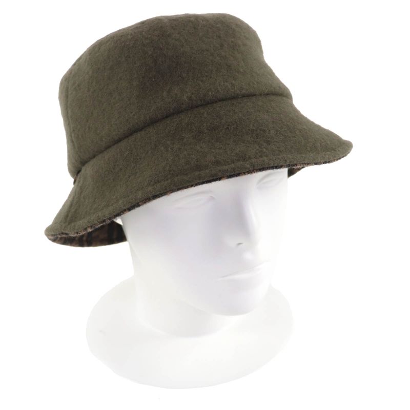 Fendi Fxq901 100% Wool 100% Silk Lining Zucca Pattern Lining Hat Bucket Hat