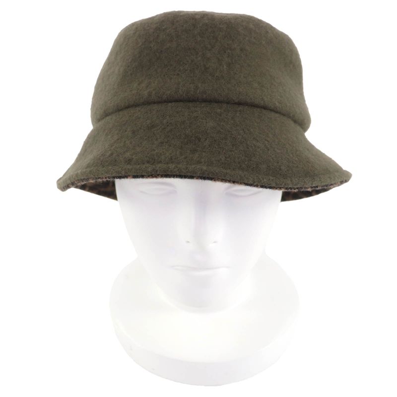 Fendi Fxq901 100% Wool 100% Silk Lining Zucca Pattern Lining Hat Bucket Hat