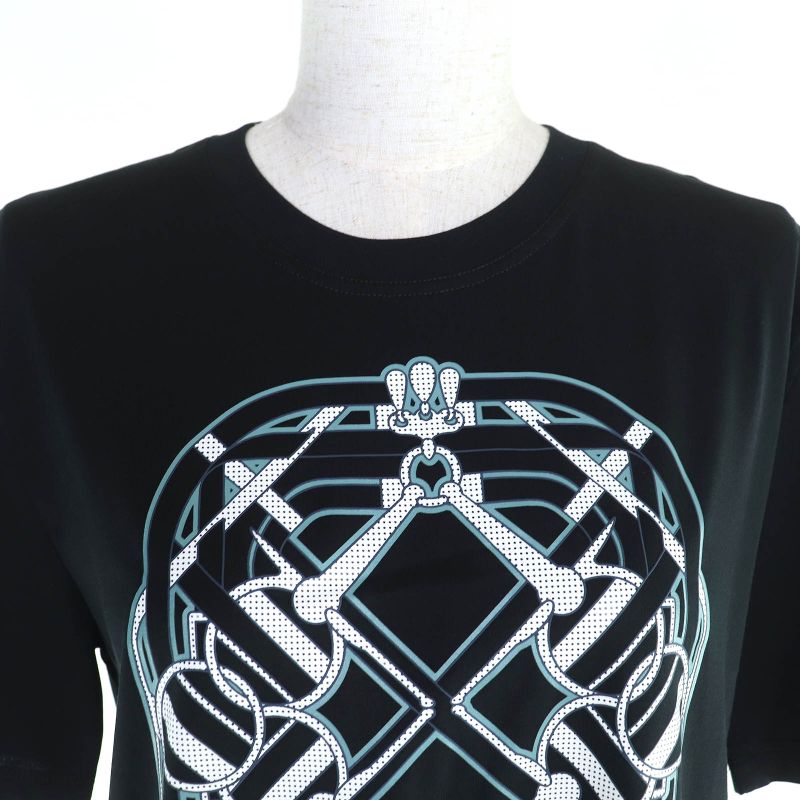 Hermes 24AW 4h4516da Cartouche 100% Cotton Crew Neck Short Sleeve Dress Black