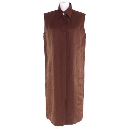 Hermes Vintage 100% Linen Margiela Period H Logo Button Sleeveless Shirt Dress