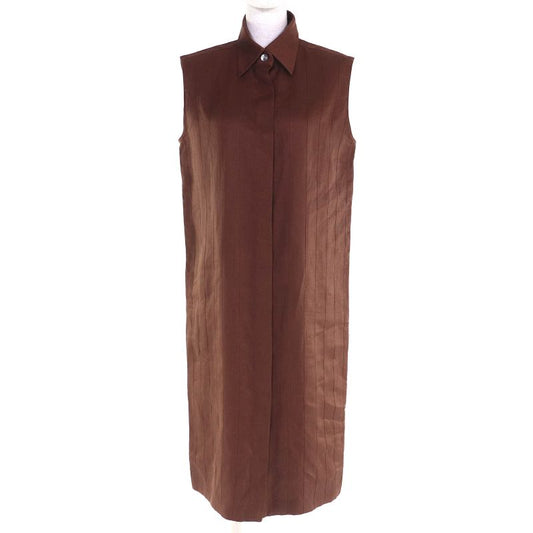 Hermes Vintage 100% Linen Margiela Period H Logo Button Sleeveless Shirt Dress