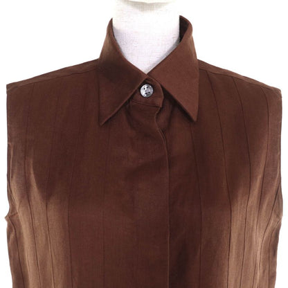 Hermes Vintage 100% Linen Margiela Period H Logo Button Sleeveless Shirt Dress