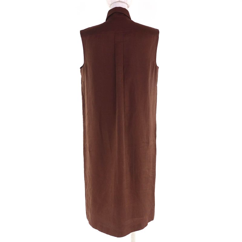 Hermes Vintage 100% Linen Margiela Period H Logo Button Sleeveless Shirt Dress