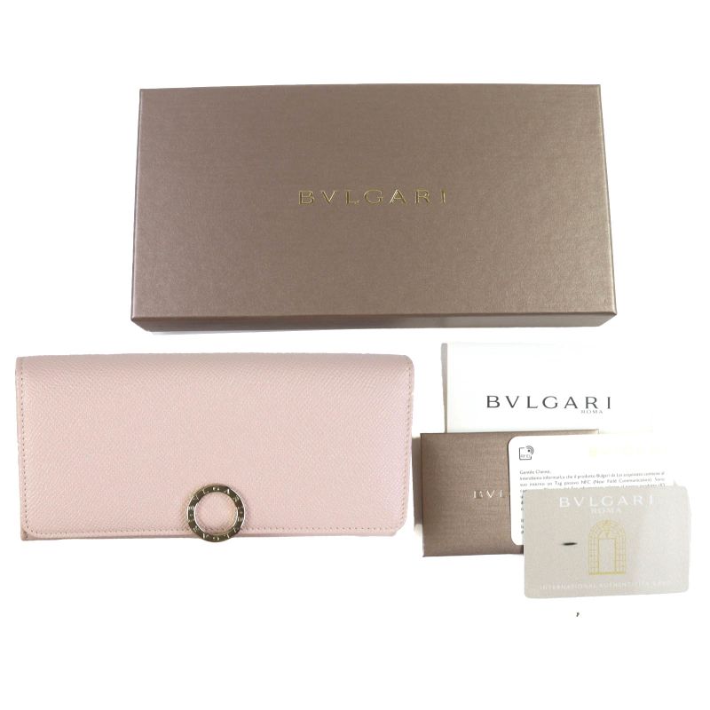 Bvlgari 288178 Circle Logo Hardware Clip Flap Leather Long Wallet Long Wallet