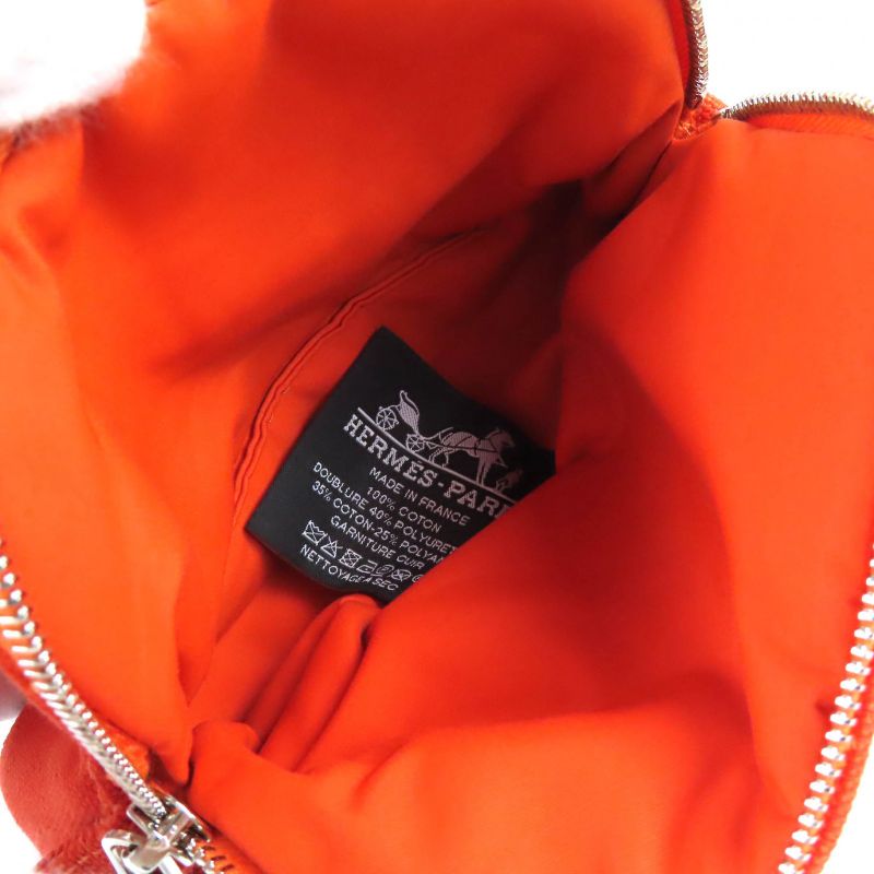 Hermes Bolide Pouch Mini Cotton 100% H Logo Embroidery Leather Use Cosmetic