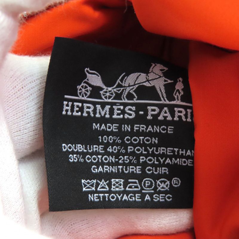 Hermes Bolide Pouch Mini Cotton 100% H Logo Embroidery Leather Use Cosmetic