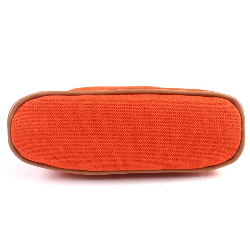 Hermes Bolide Pouch Mini Cotton 100% H Logo Embroidery Leather Use Cosmetic