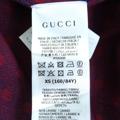 Gucci 623606 100% Wool Double G Dot Pattern Crewneck Short Sleeve Knit Navy