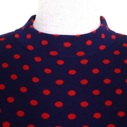 Gucci 623606 100% Wool Double G Dot Pattern Crewneck Short Sleeve Knit Navy