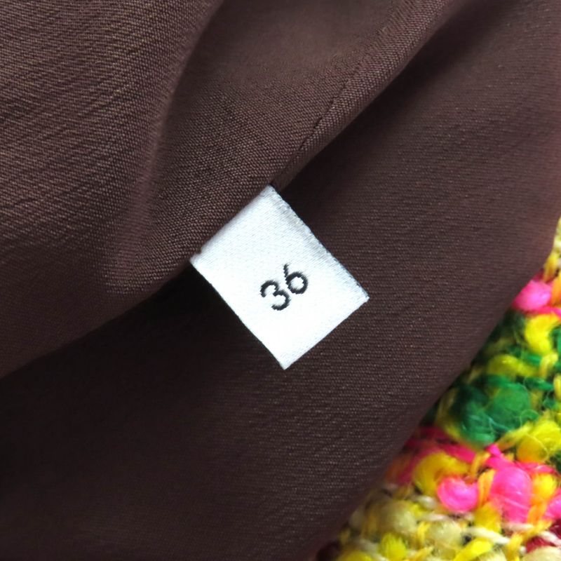 Gucci 596980 Partially 100% Silk Lion Buttons All-over Wool Tweed Long Skirt