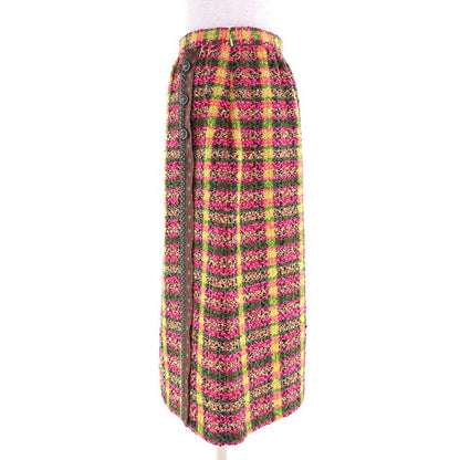 Gucci 596980 Partially 100% Silk Lion Buttons All-over Wool Tweed Long Skirt