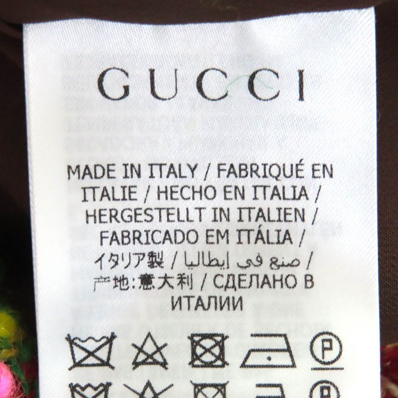 Gucci 596980 Partially 100% Silk Lion Buttons All-over Wool Tweed Long Skirt