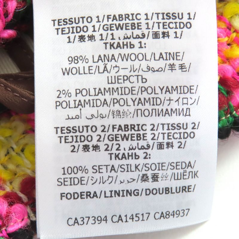 Gucci 596980 Partially 100% Silk Lion Buttons All-over Wool Tweed Long Skirt