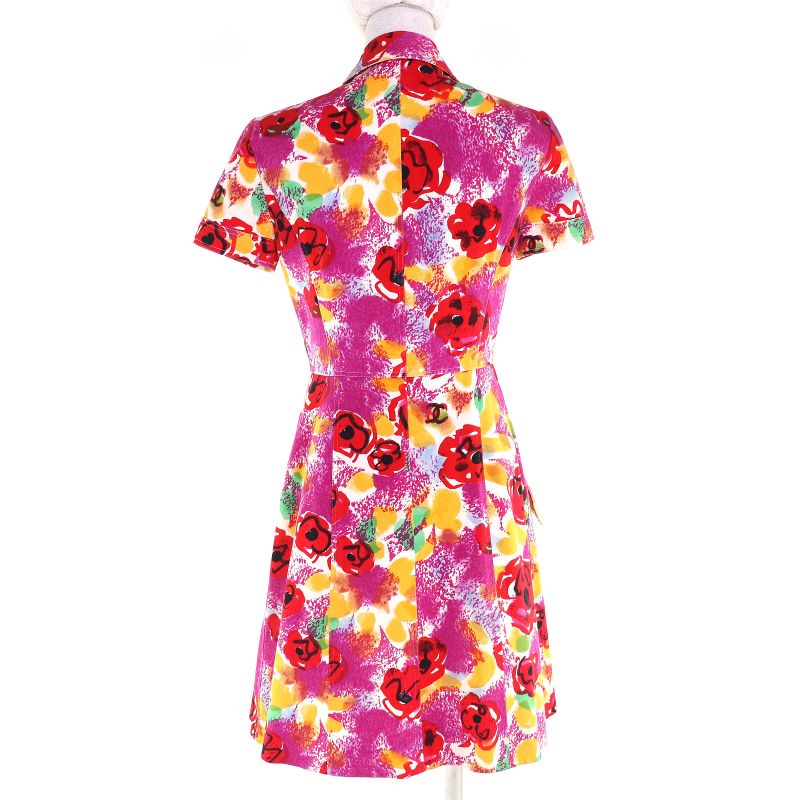 CHANEL Vintage 97P P07855v05589 100% Cotton Coco Button Camellia Short Sleeve