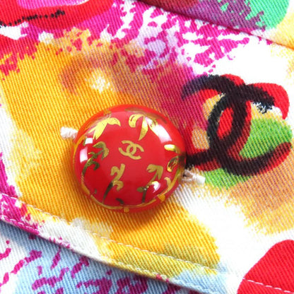 CHANEL Vintage 97P P07855v05589 100% Cotton Coco Button Camellia Short Sleeve