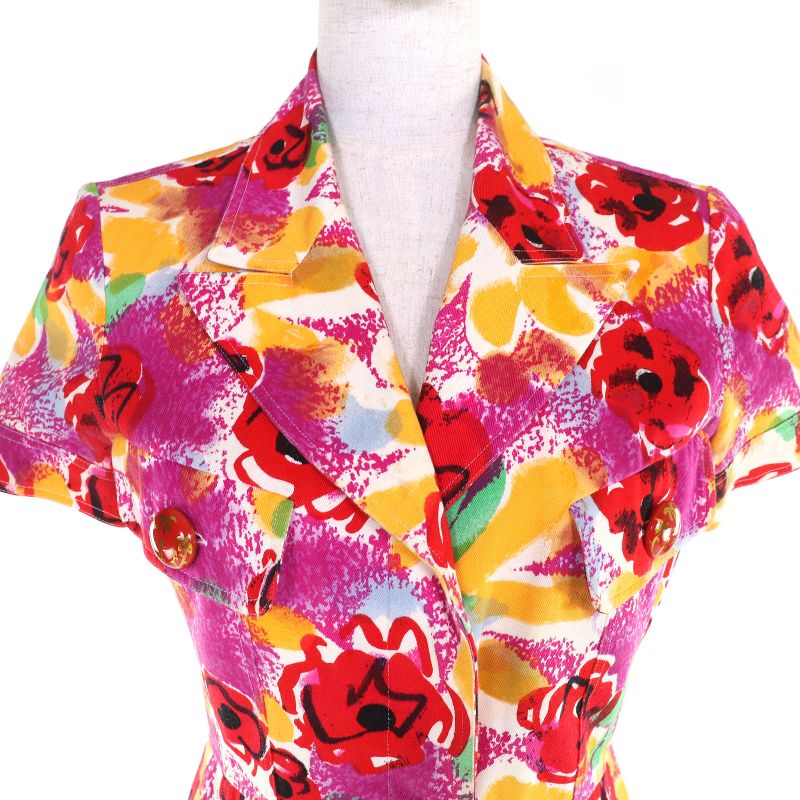 CHANEL Vintage 97P P07855v05589 100% Cotton Coco Button Camellia Short Sleeve