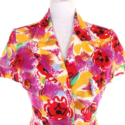 CHANEL Vintage 97P P07855v05589 100% Cotton Coco Button Camellia Short Sleeve