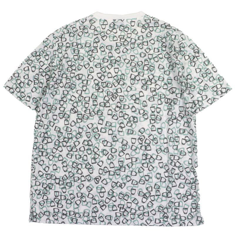 Hermes Etriers 100% Cotton Horsebit Allover Pattern Crew Neck Short Sleeve