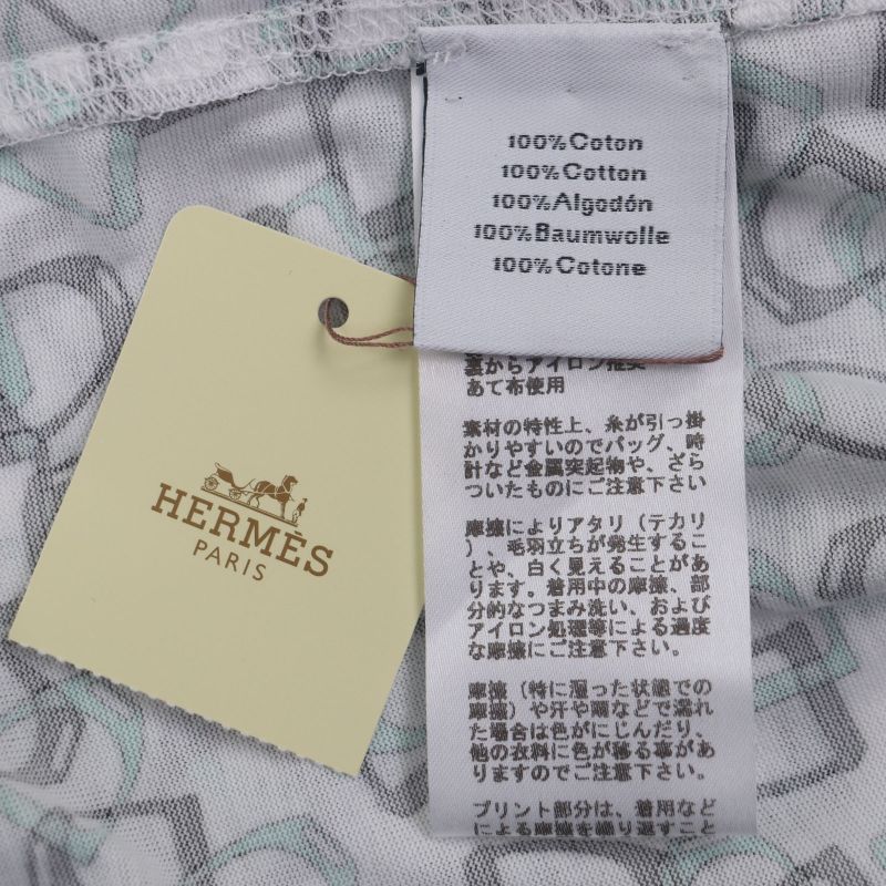Hermes Etriers 100% Cotton Horsebit Allover Pattern Crew Neck Short Sleeve