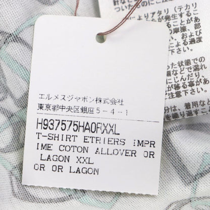 Hermes Etriers 100% Cotton Horsebit Allover Pattern Crew Neck Short Sleeve