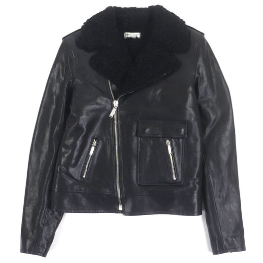 ▼ Saint Laurent Paris 484333 Sheepskin Lambleather Mouton Boa Zip-up Double