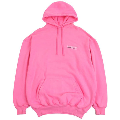 Balenciaga 578135 Campaign Logo Print Pullover Sweatshirt Hoodie Neon Pink XS