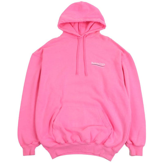 Balenciaga 578135 Campaign Logo Print Pullover Sweatshirt Hoodie Neon Pink XS