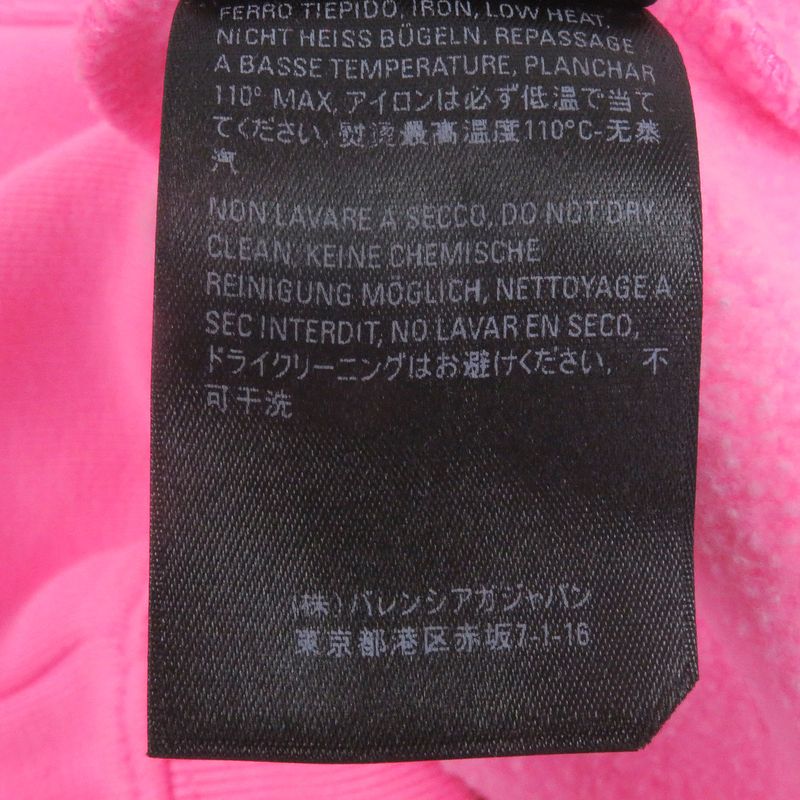 Balenciaga 578135 Campaign Logo Print Pullover Sweatshirt Hoodie Neon Pink XS