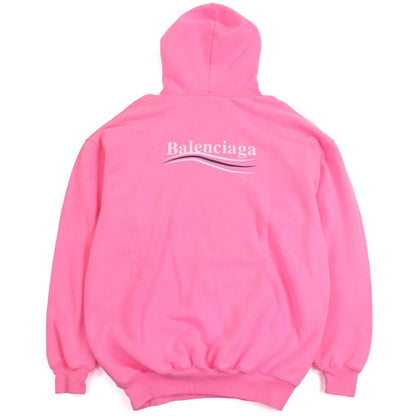 Balenciaga 578135 Campaign Logo Print Pullover Sweatshirt Hoodie Neon Pink XS