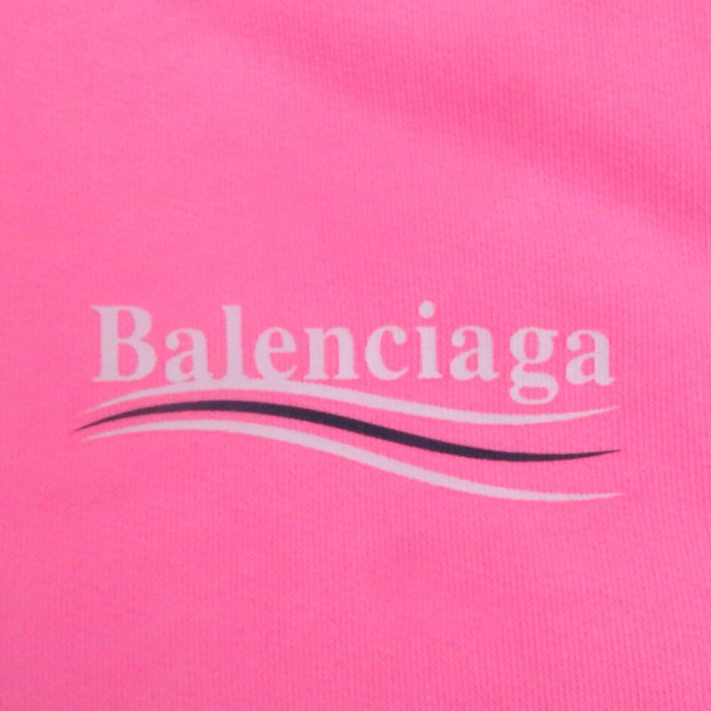 Balenciaga 578135 Campaign Logo Print Pullover Sweatshirt Hoodie Neon Pink XS