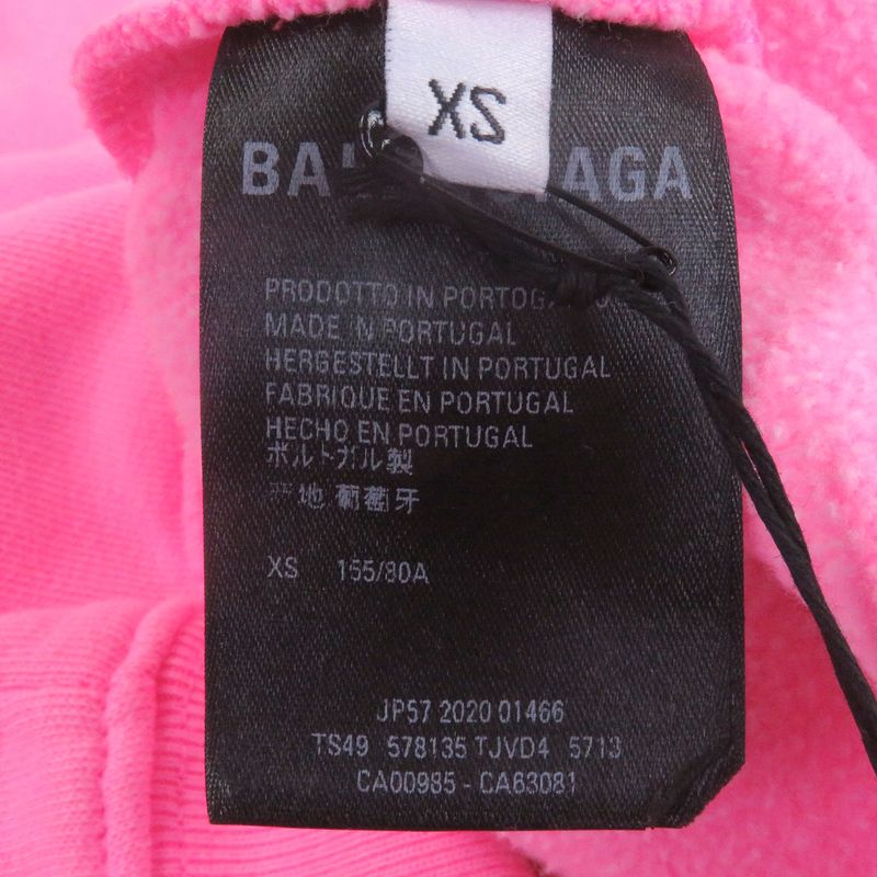Balenciaga 578135 Campaign Logo Print Pullover Sweatshirt Hoodie Neon Pink XS