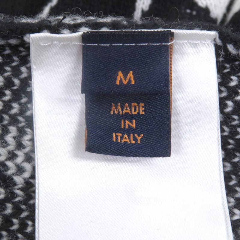 Louis Vuitton 23SS Thistle Wool Jacquard Knit Cardigan Black White M Made In