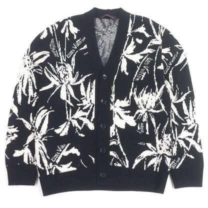 Louis Vuitton 23SS Thistle Wool Jacquard Knit Cardigan Black White M Made In
