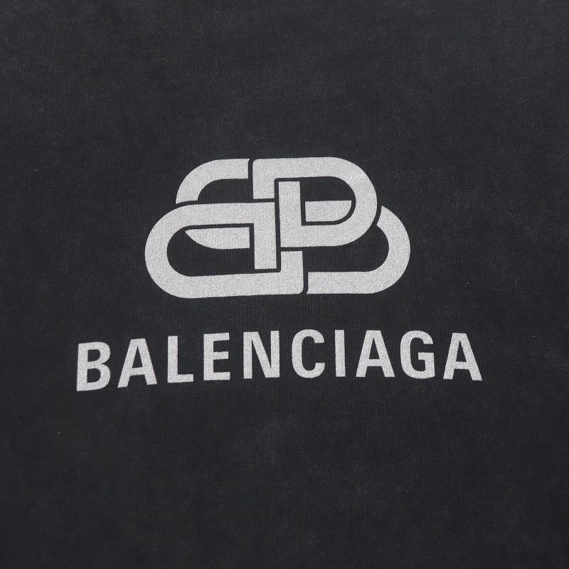 Balenciaga 571205 BB Logo Print USED Finish Oversized Short Sleeve T-shirt Cut