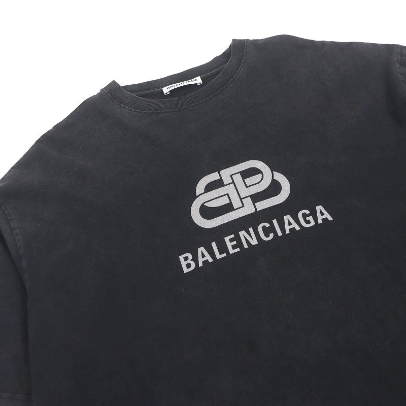 Balenciaga 571205 BB Logo Print USED Finish Oversized Short Sleeve T-shirt Cut